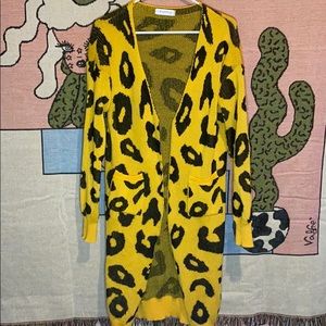 Yellow Leopard print Cardigan